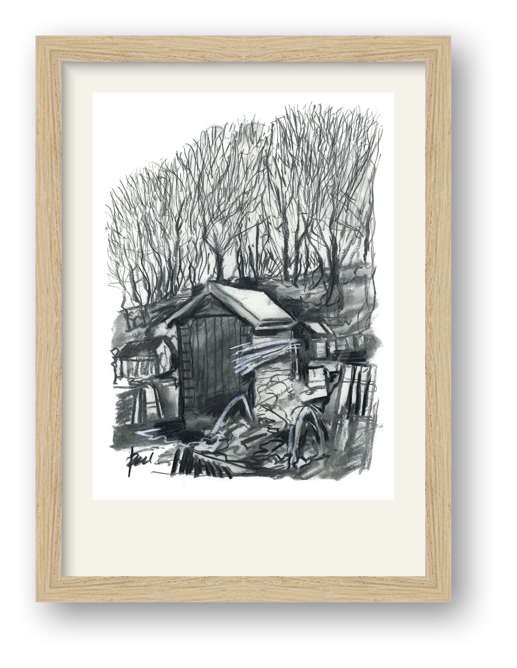 Redding Shed Winter — framed