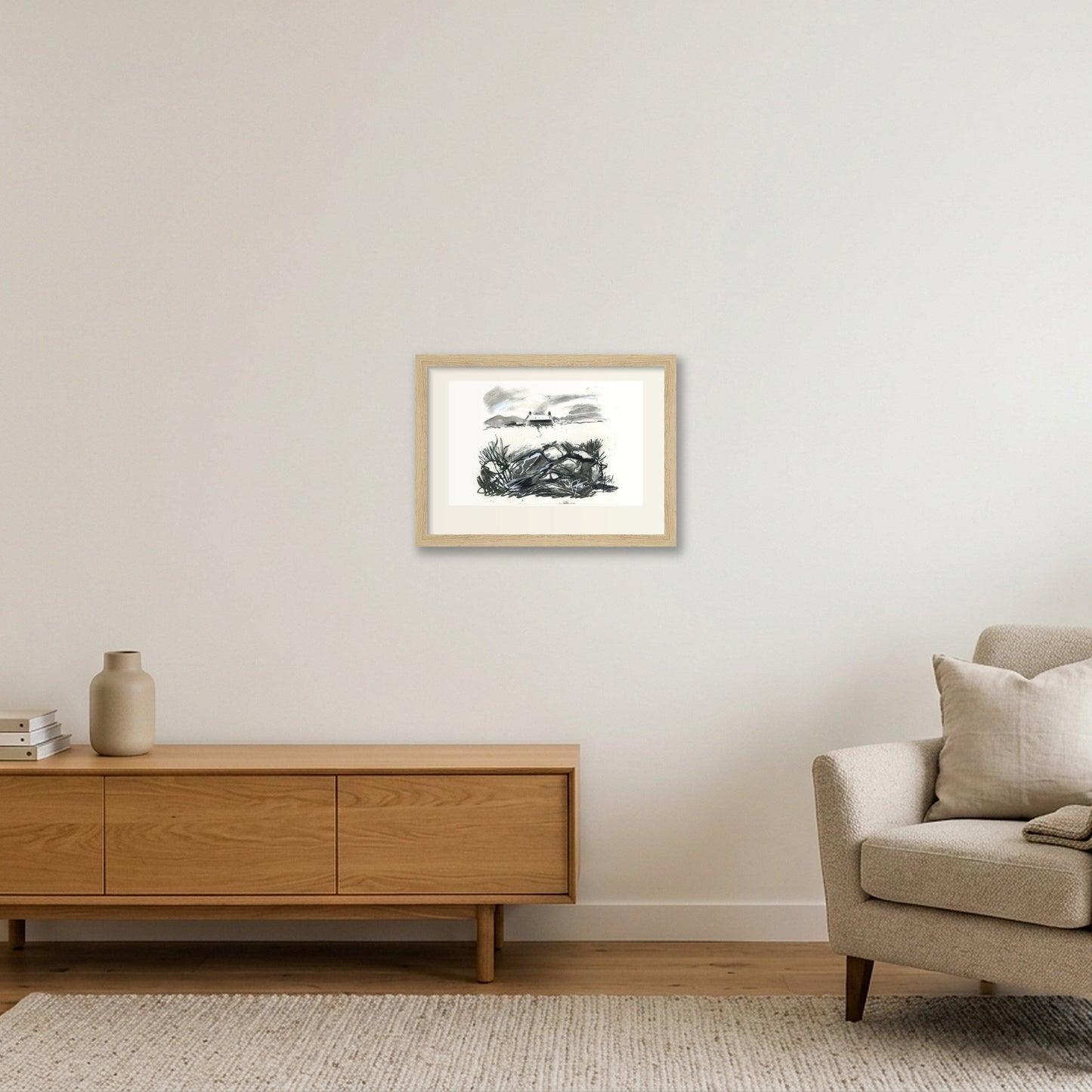 Orkney Cottage Wall — A4 (30×21cm, 12×8") Oak Frame