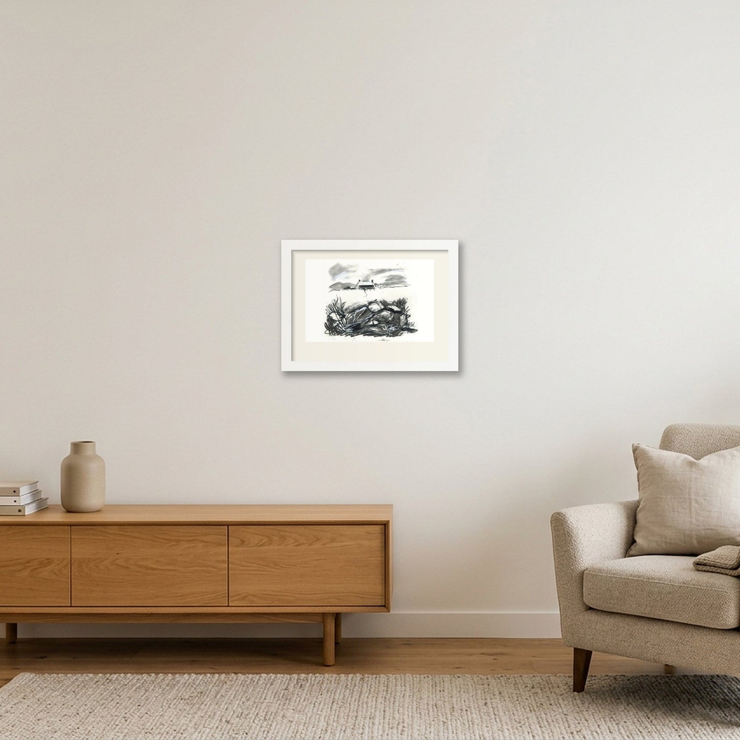 Orkney Cottage Wall — A4 (30×21cm, 12×8") White Frame
