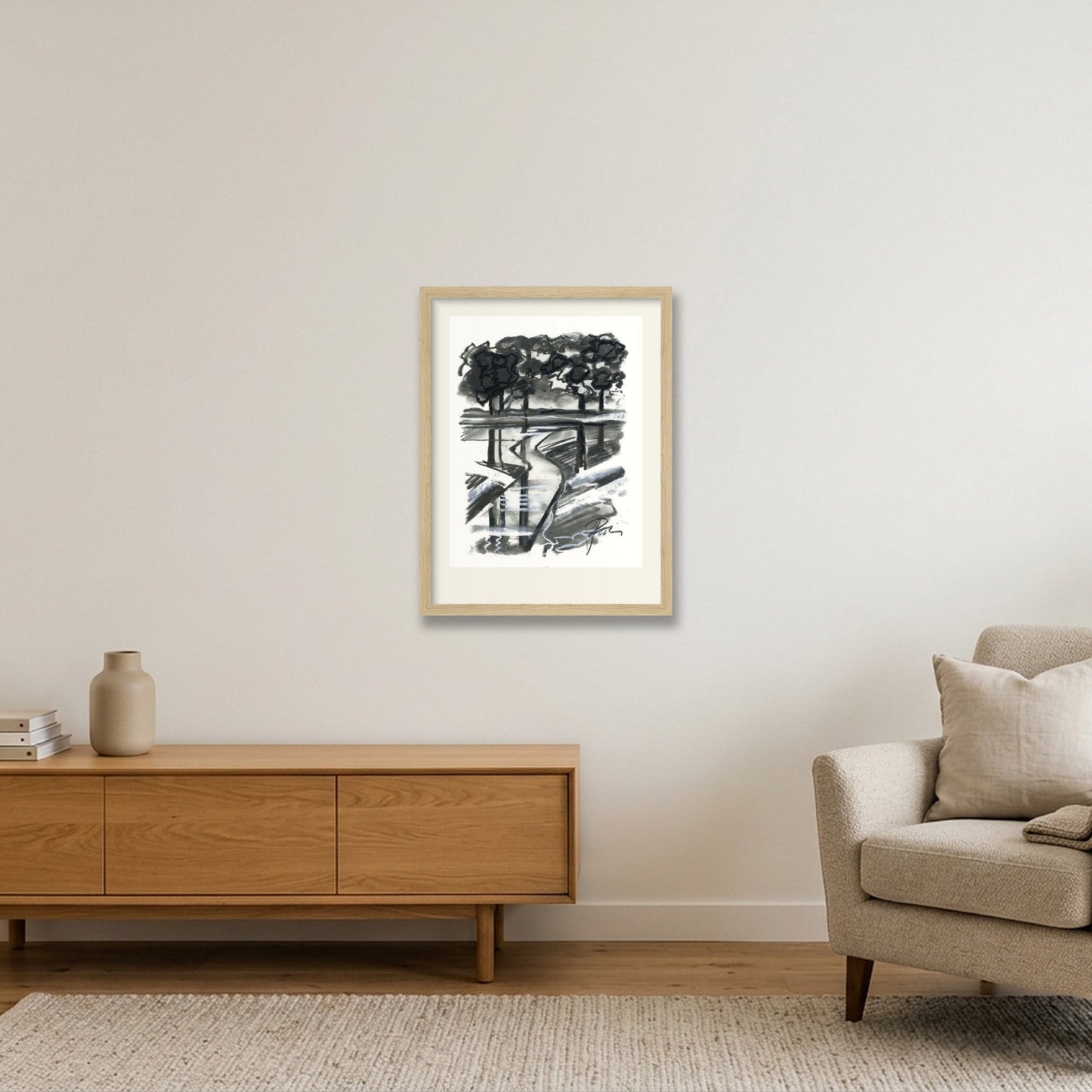 River Coln — 30×40cm, 12×16" Oak Frame