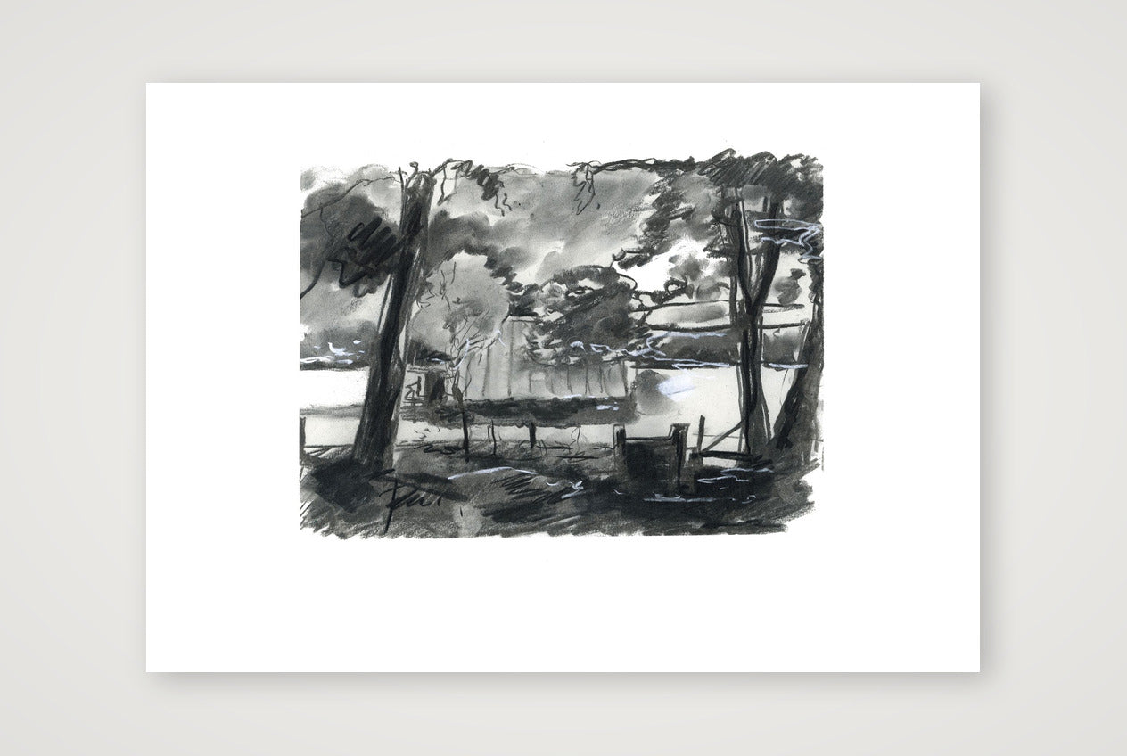 Chalford Valley Shed through trees — A4 (30×21cm, 12×8") Print only