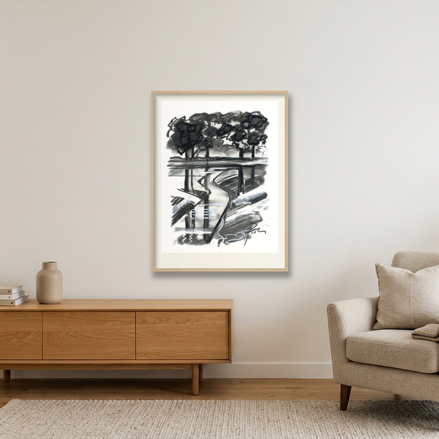 River Coln — 60×80cm, 24×31" Oak Frame