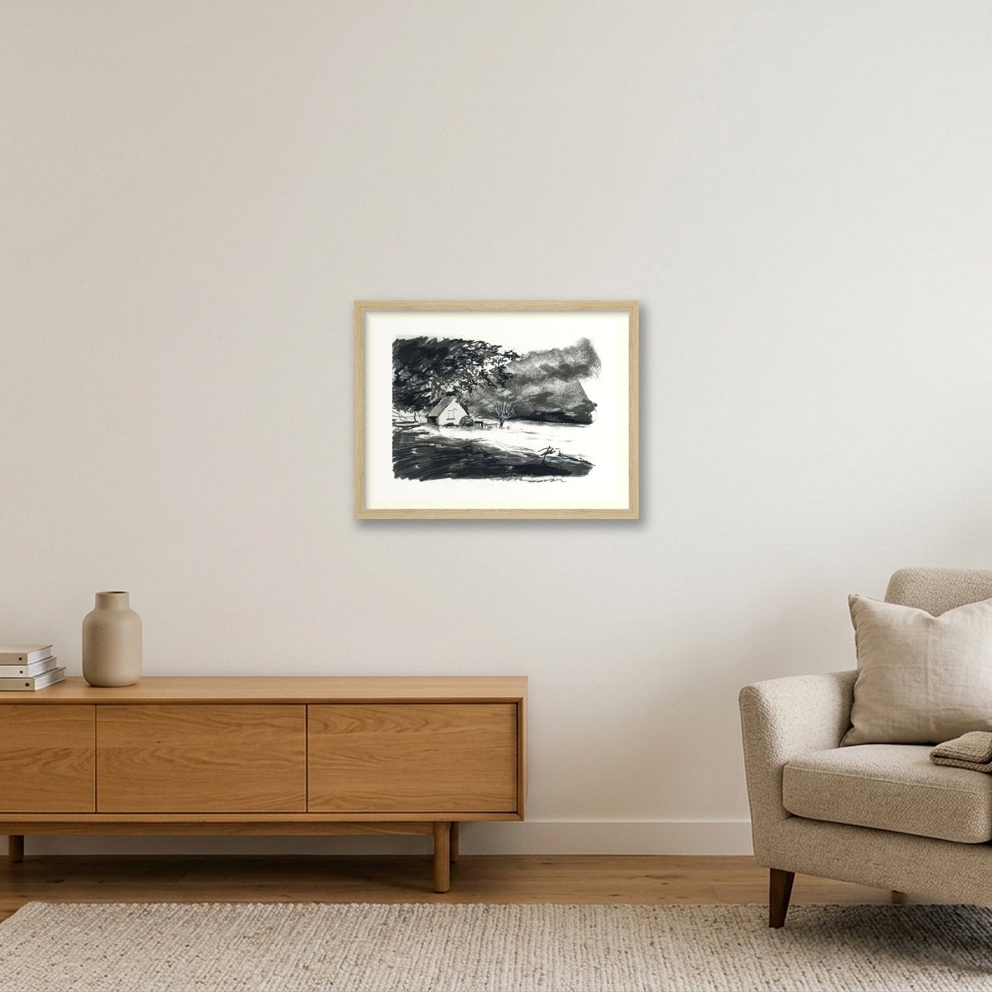 Chalford Valley Shed Valley View — 40×30cm, 16×12" Oak Frame