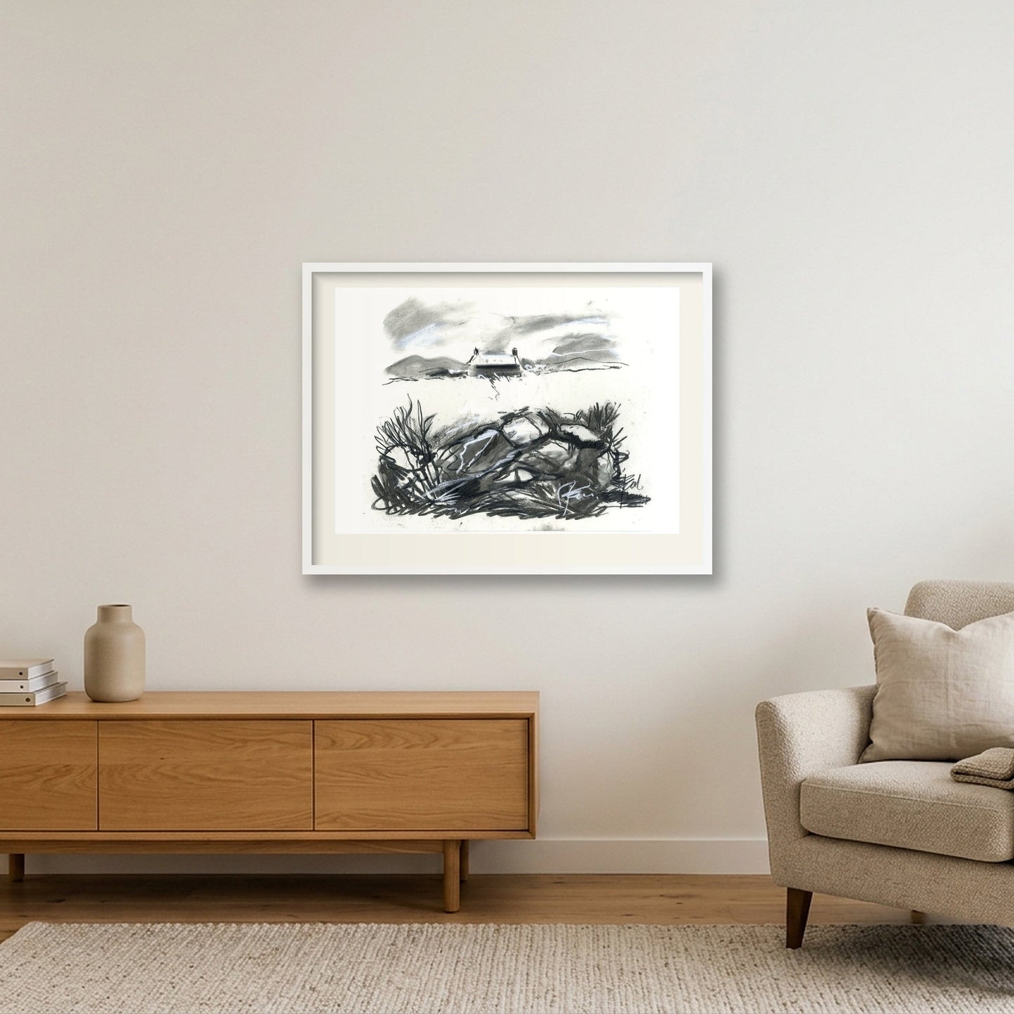 Orkney Cottage Wall — 80×60cm, 31×24" White Frame