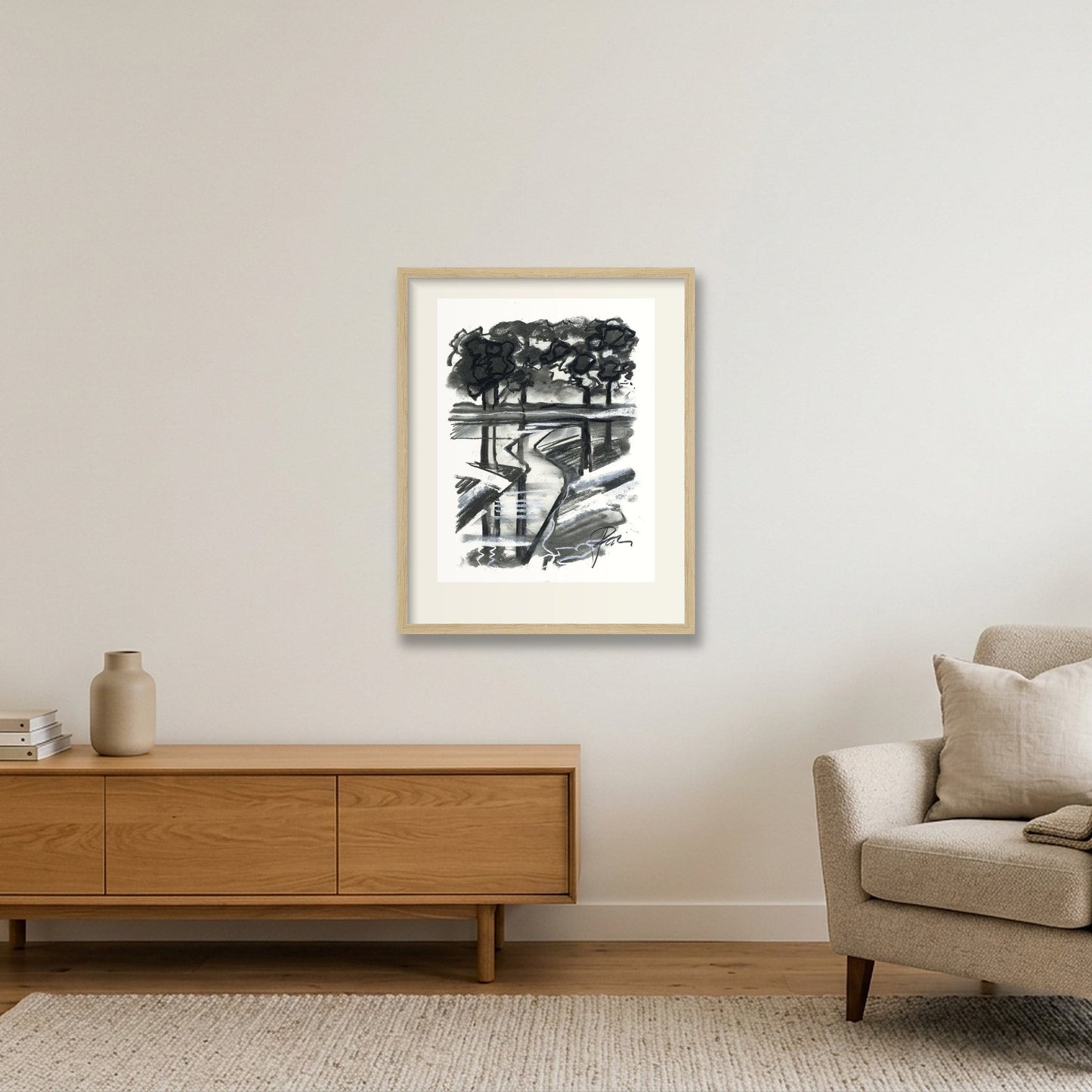 River Coln — 40×50cm, 16×20" Oak Frame