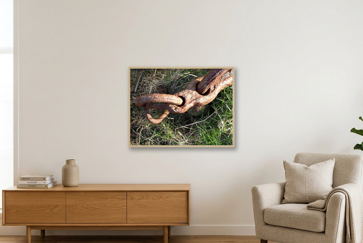 Chain link final — 80×60cm, 31×24" Oak Frame