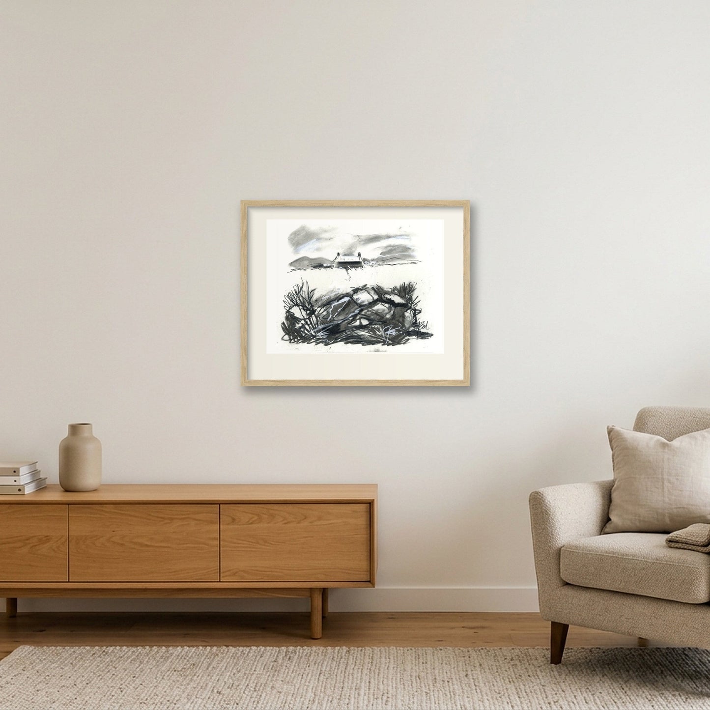 Orkney Cottage Wall — 50×40cm, 20×16" Oak Frame